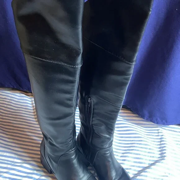 OVER THE KNEE BLACK BOOTS "PATTY"  SZ 8 PIRATE - Picture 2 of 11